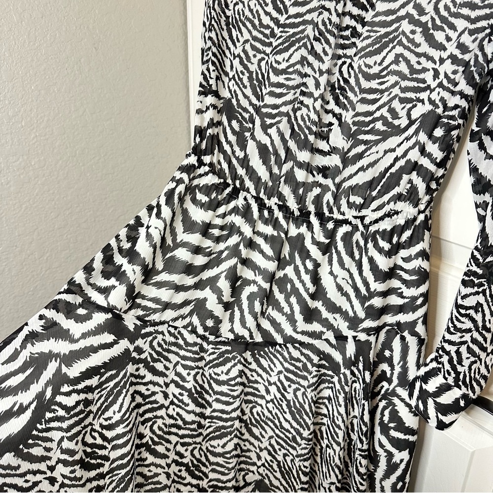 AllSaints Black White Zebra Print Mixed Media Martina Remix Dress Sz S Chic Glam - Picture 4 of 9